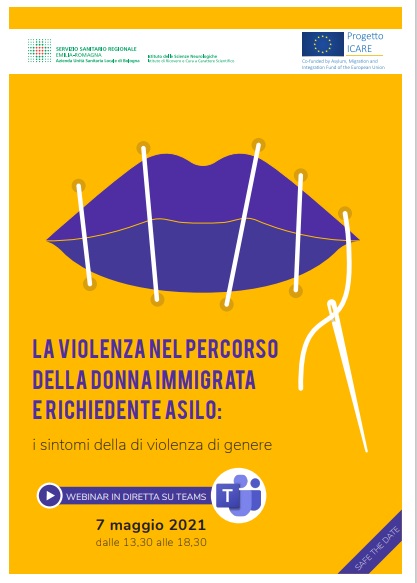 Locandina "La violenza nel percorso della donna immigrata e richiedente asilo: i sintomi della violenza di genere"