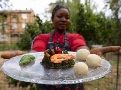 Vegetable soup with Fùfù